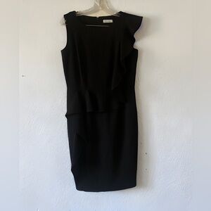 Calvin Klein Black‎ Cocktail Ruffle Sheath Sleeveless Midi Career Wear Office 8